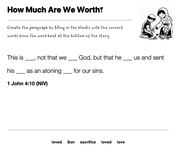 How Much Are We Worth? fill-in-the-blank